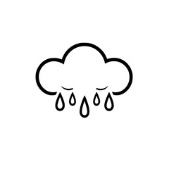 Sad Cloud Crying Rain: Minimalist Weather Icon Design