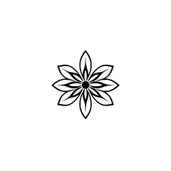 Elegant Black and White Flower Mandala Design: Simple Geometric Floral Graphic for Decoration