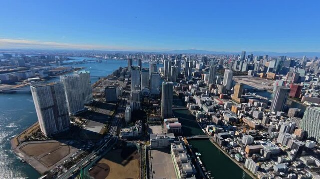4K・東京風景・空撮　月島　晴海
