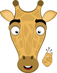 vector illustration emoji face giraffe character cartoon, snapping your fingers hand