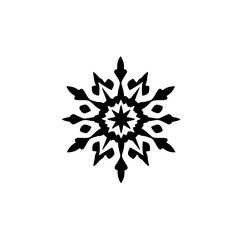 Black and White Mandala Flower Design: Geometric Pattern, Abstract Symbol, Vector Graphic