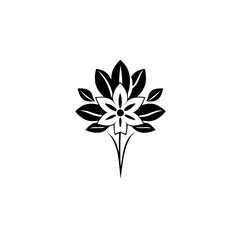 Monochrome Floral Design: Elegant Black and White Flower Illustration.  Perfect for logos, invitations, and more.