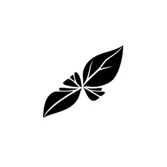 Black and White Minimalist Leaf Illustration: Botanical Line Art Design, Simple Nature Graphic, Elegant Floral Symbol