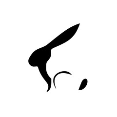 Elegant Rabbit Silhouette: Minimalist Black and White Animal Vector Graphic