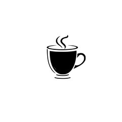 Aromatic Coffee Cup: Hot Drink Icon, Minimalist Cafe Beverage Design