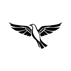 Elegant Black and White Dove in Flight: A Symbol of Peace and Hope.  Perfect for spiritual, religious, or minimalist designs.