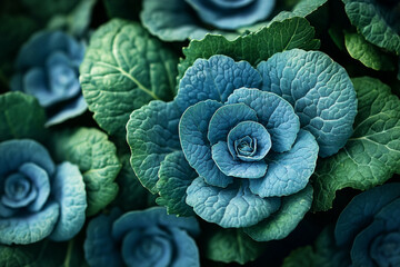 Fototapeta premium A Close Up View Of Blue Cabbage Rose