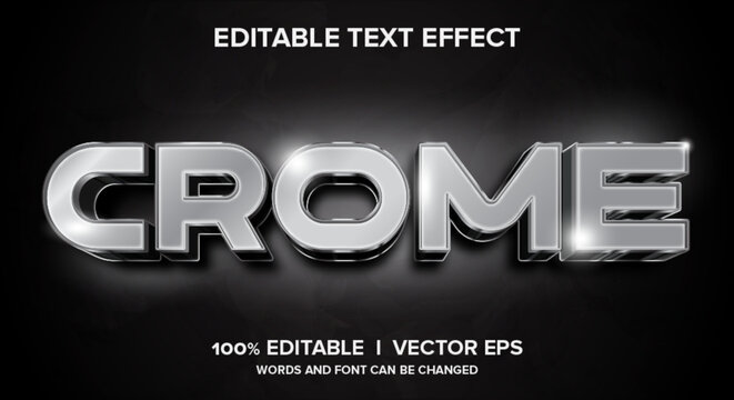 crome 3d vector text effect with modern style design