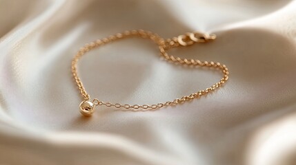A single dainty bracelet with a tiny charm, displayed on a glossy white background. picture
