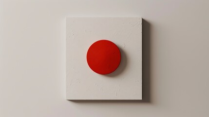 A red dot positioned off-center on a white canvas, creating a minimalist composition.
