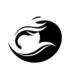 Abstract Black and White Wave Circle Design: Minimalist Vector Graphic, Elegant Symbol, Modern Icon, Clean Shape, Fluid Curve Illustration