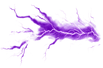 Purple Lightning Bolts Striking Down Isolated on a Transparent Background for Creative Use and Design