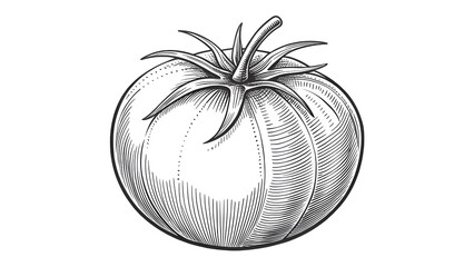 Simple line drawing, minimalist tomato sketch, black and white illustration