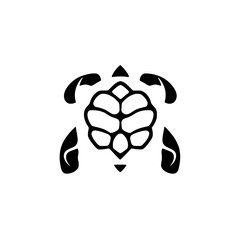 Elegant Turtle Logo: Black and White Sea Turtle Vector Icon. Perfect for marine wildlife, nature, and ocean-themed designs.