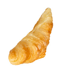 Top view of single brown or golden croissant isolated on white background with clipping path