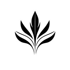 Elegant Black and White Floral Design: Minimalist Botanical Leaves Illustration, Perfect for Logos, Decor, and Nature-Inspired Projects