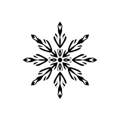 Elegant Black Snowflake Design:  Winter Holiday Vector Graphic, Mandala Pattern, Geometric Art