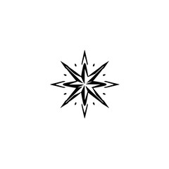 Geometric Star: Abstract Black and White Vector Graphic Design. Perfect for logos, patterns, and illustrations. Simple, sharp, and modern design element.