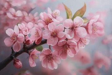 Obraz premium Close up of beautiful pink cherry blossoms in full bloom, capturing the essence of spring and renewal