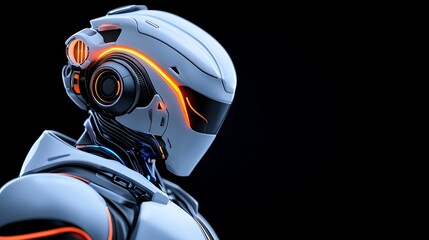 Fototapeta premium Futuristic Robot with Glowing Lights A 3D Rendered Portrait
