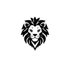 Majestic Lion Head: A Powerful Black and White Vector Design. Perfect for logos, icons, and symbols representing strength, royalty, and wildlife.