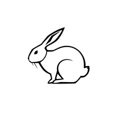Elegant Line Art Rabbit: Minimalist Bunny Illustration, Perfect for Nature and Animal Lovers, Vector Graphic Design