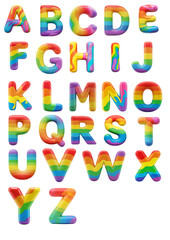 Letters A-Z 3d plasticine style isolated colorful on white background