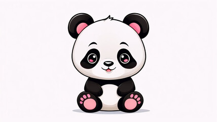 Naklejka premium 2d style cute panda on white background, cute bear, funny animal