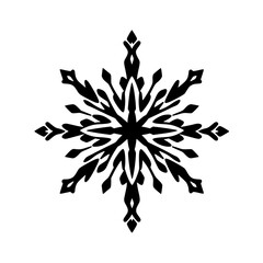 Elegant Black Snowflake Design: Geometric Winter Pattern, Holiday Symbol, Nature Inspired, Perfect for Christmas Decor