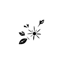 Black and White Floral Design: Minimalist Botanical Illustration, Simple Elegant Nature Art, Decorative Plant Symbol