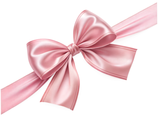 pink gift bow with ribbon isolated on transparent background