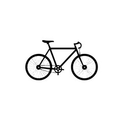 Fototapeta premium Black Bicycle Silhouette: A Minimalist Vector Graphic. Perfect for cycling enthusiasts, fitness blogs, and minimalist designs. Depicts a simple yet elegant bicycle, ideal for various applications.