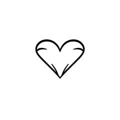 Simple Black Heart Line Art: Minimalist Love Symbol Graphic Design, Perfect for Valentines or Romantic Projects