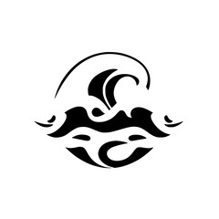 Abstract Ocean Wave: Black and White Vector Graphic Design. Nature-Inspired Symbol, Perfect for Branding or Decoration.