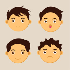 Kids faces. Child expression faces little boys