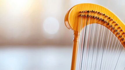 Harp detail, strings, music, concert, blurred background, art, elegant, classical music