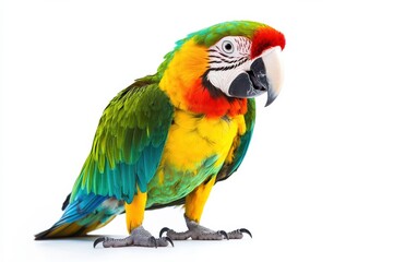 Vibrant Macaw Parrot on White