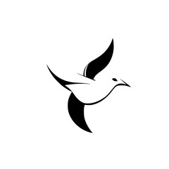 Elegant Bird in Flight: Minimalist Black and White Bird Silhouette Vector Graphic