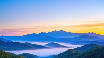 Obraz premium Misty Mountain Sunrise