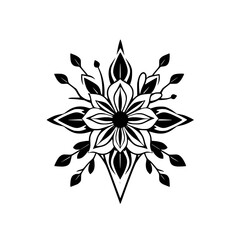 Black and White Floral Mandala Art: Elegant Geometric Pattern Design