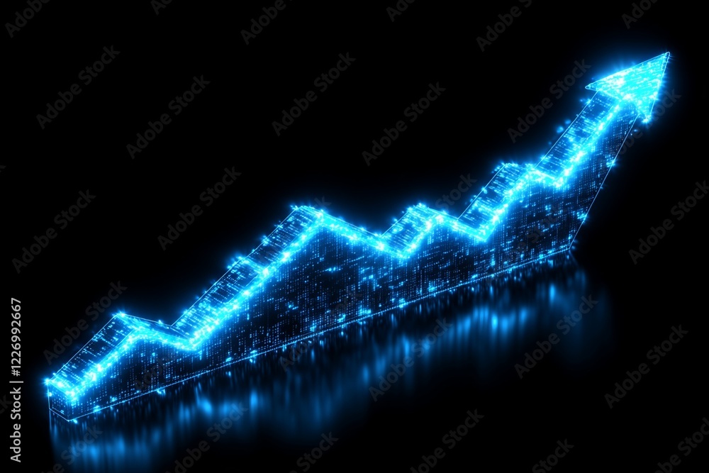Poster illumination of a rising graph showcasing upward trends in data visualization and financial growth