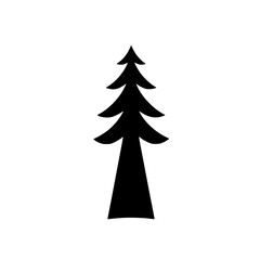 Fototapeta premium Simple Black Silhouette of a Pine Tree: Nature, Minimalist Design, Winter Icon