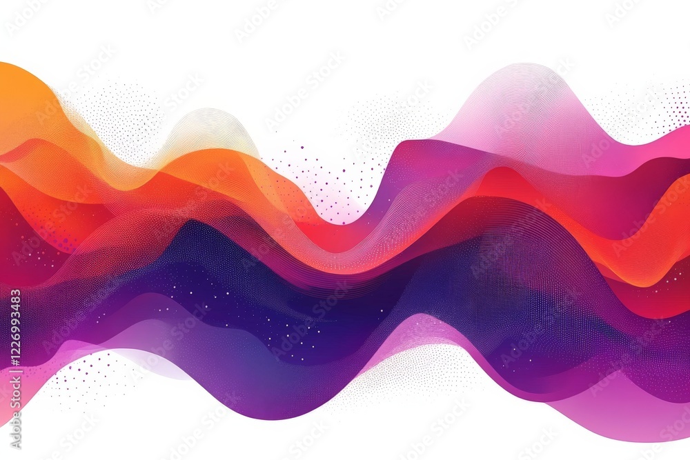Poster Colorful abstract waves create a vibrant visual flow in this digital artwork featuring dynamic gradients and smooth curves