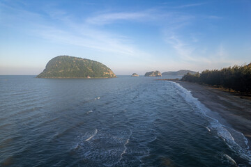 Sam Roi Yot Beach in Thailand, drone photo, sunset mood