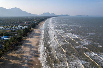 Sam Roi Yot Beach in Thailand, drone photo, sunset mood