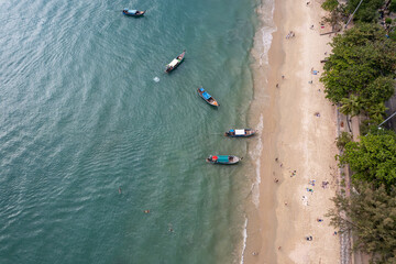 Beach in Ao Nang, Thailand, Krabi province. Drone photo	
