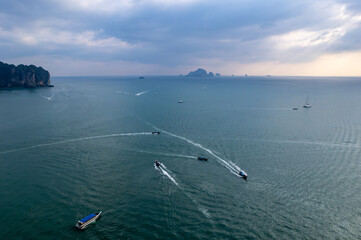 Beach in Ao Nang, Thailand, Krabi province. Drone photo	