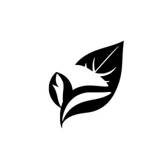 Elegant Black and White Floral Leaf Design: Minimalist Botanical Logo Illustration