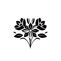 Elegant Black and White Floral Design: A Simple Botanical Illustration