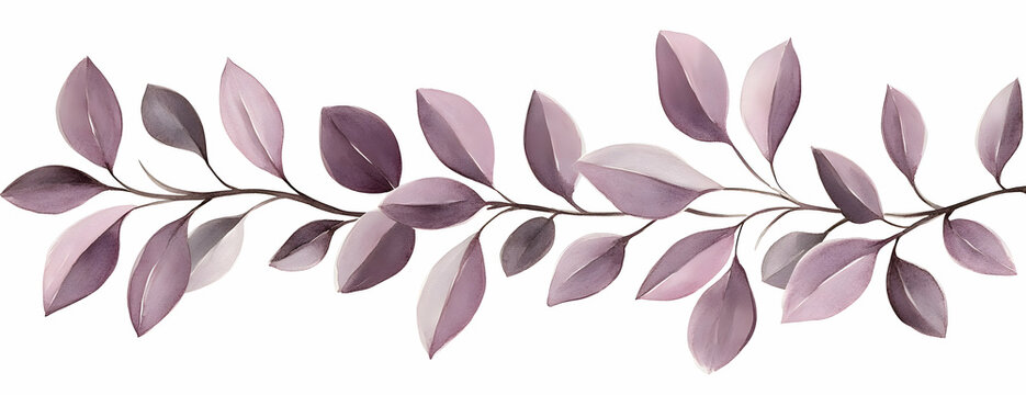Purple leaf branch border, design element - Powered by Adobe